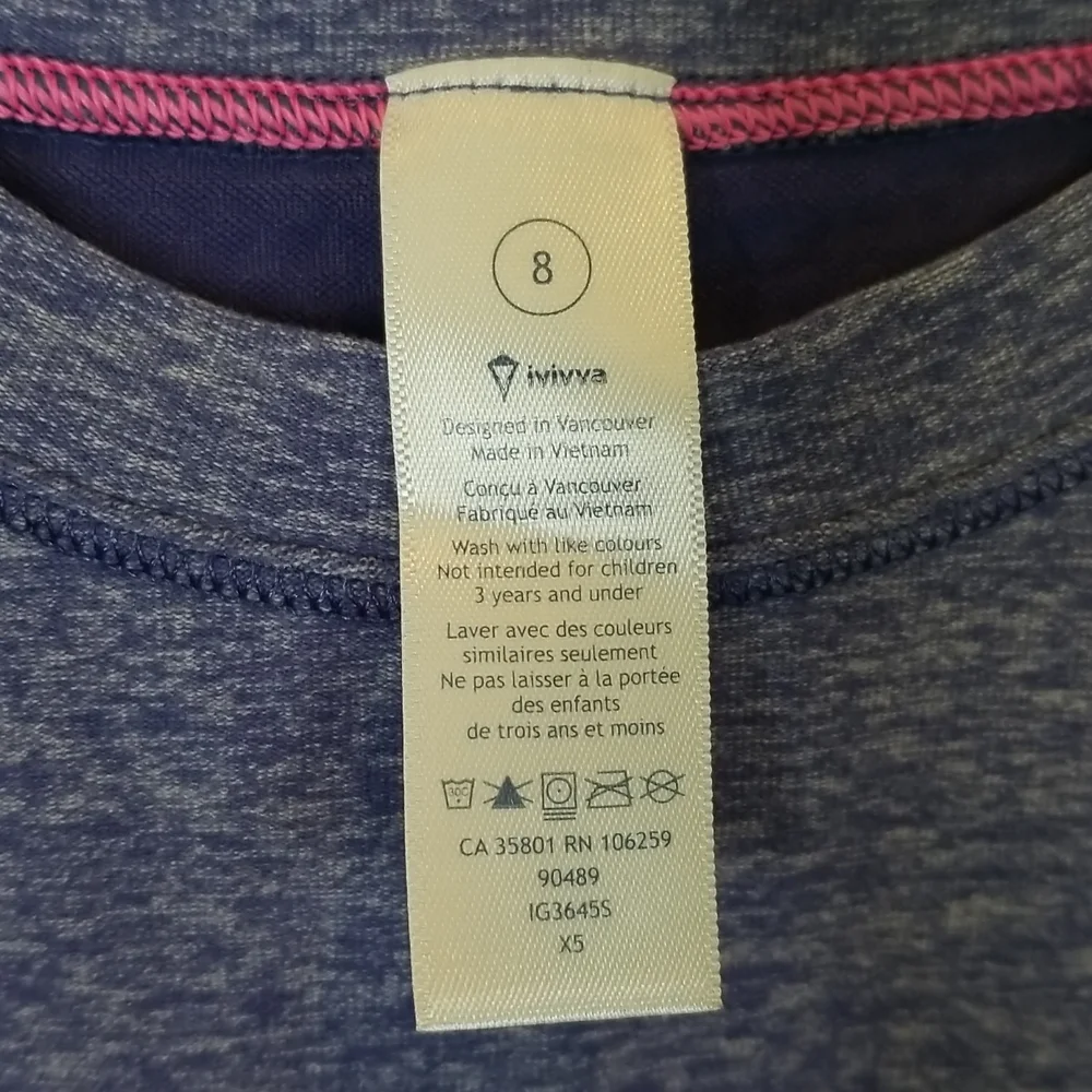 Ivivva Heathered Purple Rolled Sleeve Muscle Tank Tee, Girls 8